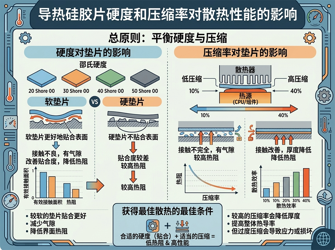 导热硅胶片硬度和压缩率对散热的影响